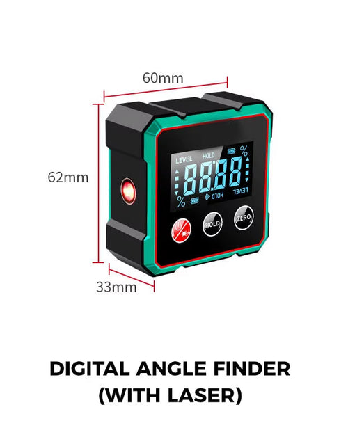 Load image into Gallery viewer, AngleMaster 360° Digital Protractor – Magnetic Laser Angle Finder with LCD Display & Inclinometer