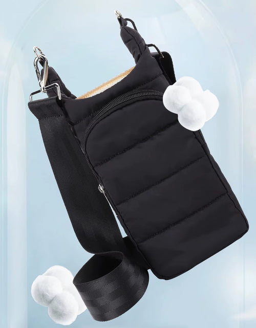 Load image into Gallery viewer, Water Bottle Carrier Adjustable Wide Strap Water Bottle Puffer Tote Portable Water Bottle Pouch Soft for Outdoor Travel