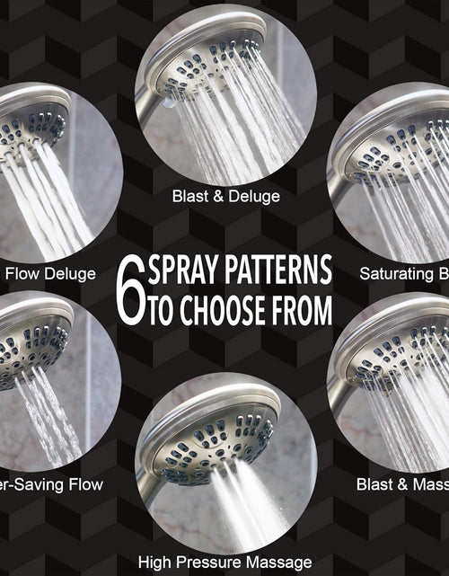 Load image into Gallery viewer, 6 Function Luxury Handheld Shower Head - Adjustable High Pressure Rainfall Spray with Removable Hand Held Rain Showerhead for the Bathroom, 2.5 GPM - Brushed Nickel