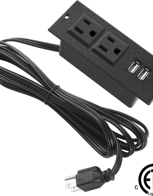 Load image into Gallery viewer, Recessed Power Strip, Black Desktop Power Grommet Socket with Furniture, 2 AC Outlets & 2 USB Ports for Conference Desk,Kitchen,Office,Home,Hotel (9.85 Ft)
