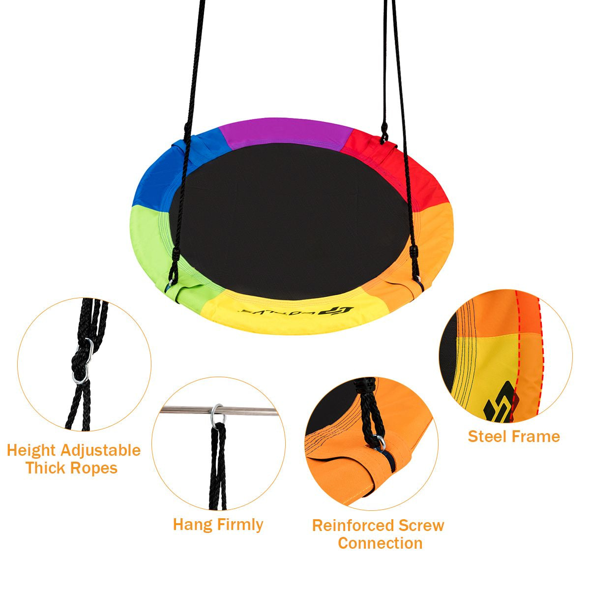 Adjustable Flying Saucer Tree Swing with Multiple Functions for Kids