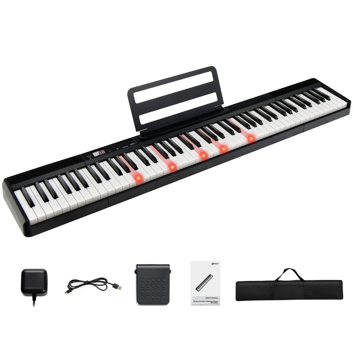 Electric Lighted Piano Keyboard with Sustain Pedal