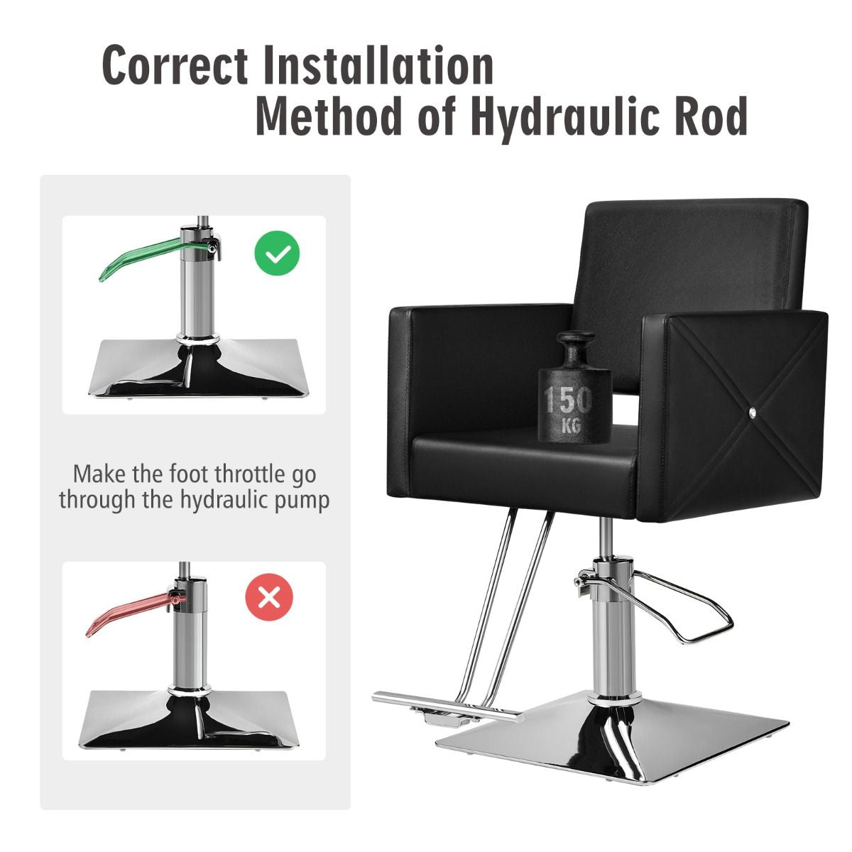 360° Swivel Barber Chair with Adjustable Height for Hair Salon