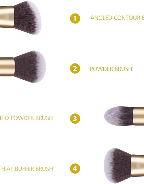 Load image into Gallery viewer, Makeup Brushes Duo End Foundation Powder Buffer and Contour Synthetic Cosmetic Tools 2Pcs Gold
