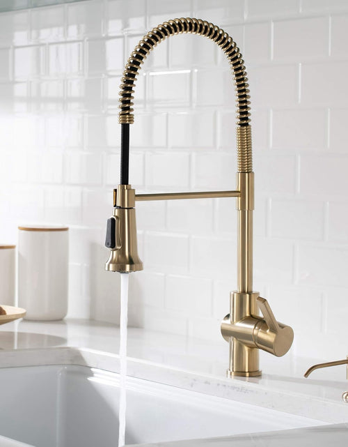 Load image into Gallery viewer, Britt Commercial Style Kitchen Faucet in Spot Free Antique Champagne Bronze, KPF-1690SFACB
