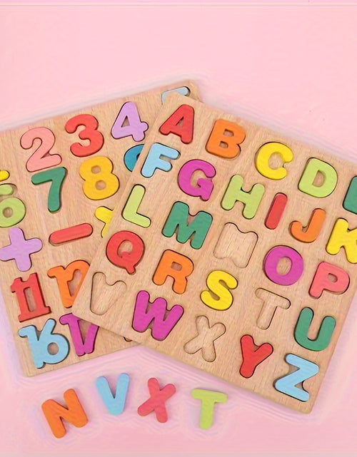 Load image into Gallery viewer, [Educational Wooden Puzzle Set] Educational Wooden Puzzle Set | Alphabet, Number &amp; Shape ABC Puzzle Board Learning Toy for Preschoolers - Boys and Girls
