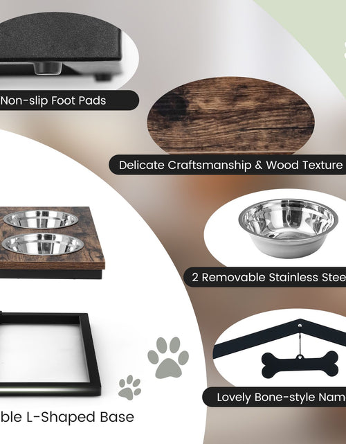 Load image into Gallery viewer, 5 Heights Elevated Pet Feeder with Detachable Stainless Steel Bowl for Dogs
