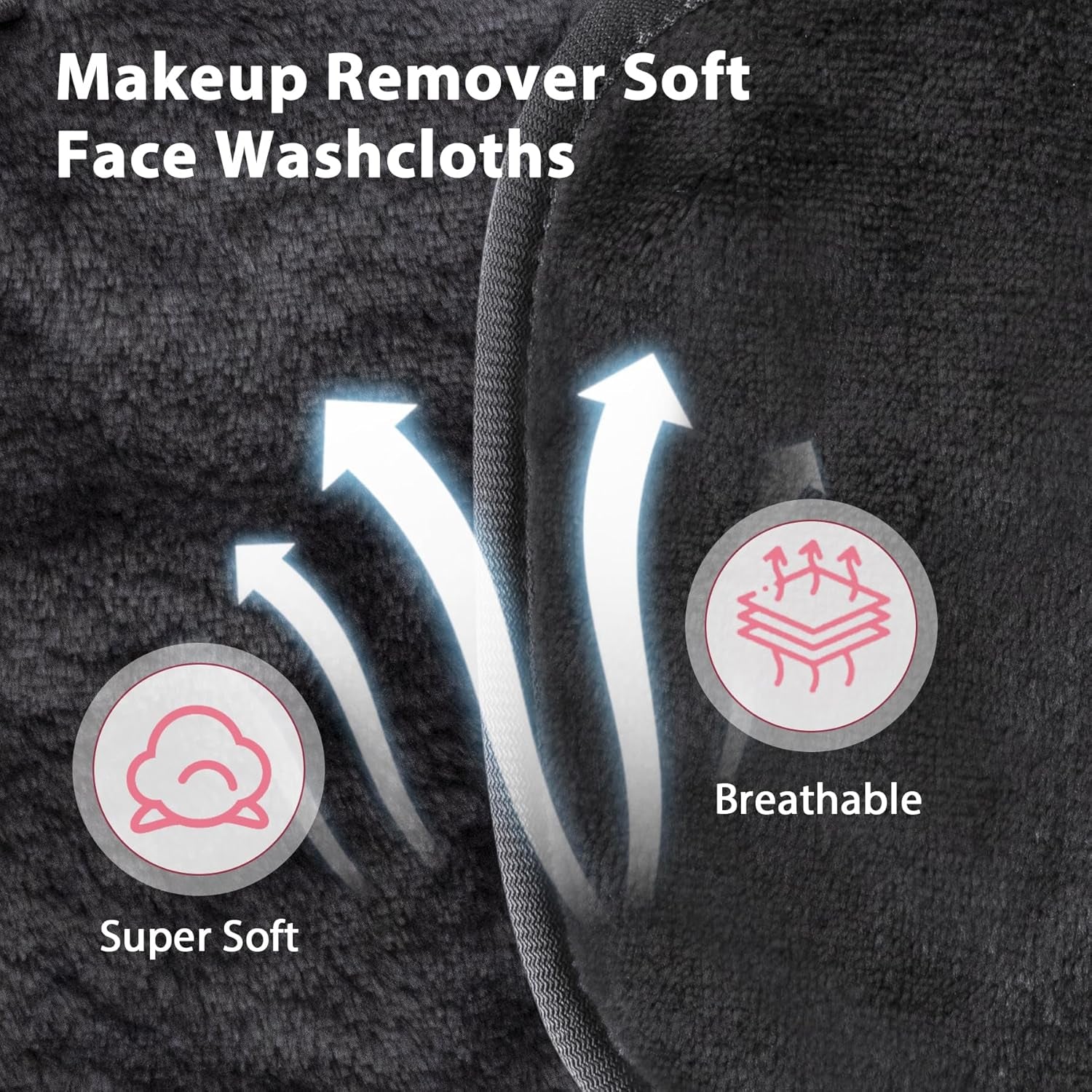 Makeup Remover Cloth, 6" X 6" Reusable Towels for Washing Face, Microfiber Washcloth with Mesh Bag, 12 Pack, Grey