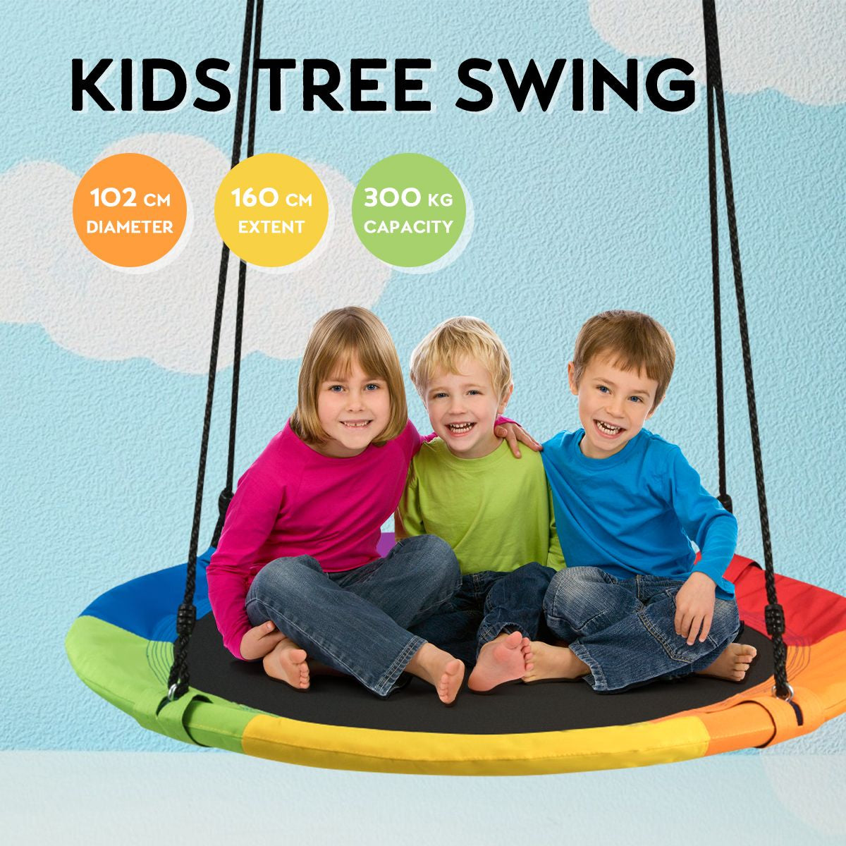 Adjustable Flying Saucer Tree Swing with Multiple Functions for Kids