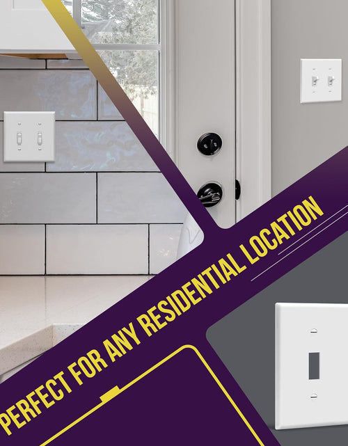Load image into Gallery viewer, - FBA_8812-W-10PCS Toggle Light Switch Wall Plate, Size 2-Gang 4.50&quot; X 4.57&quot;, Unbreakable Polycarbonate Thermoplastic, 8812-W-10PCS, White (10 Pack)
