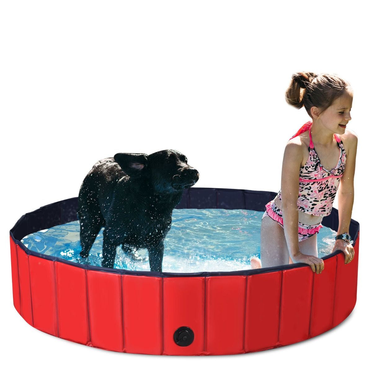 Foldable Pet Swimming Pool with Rotatable Drain Valve