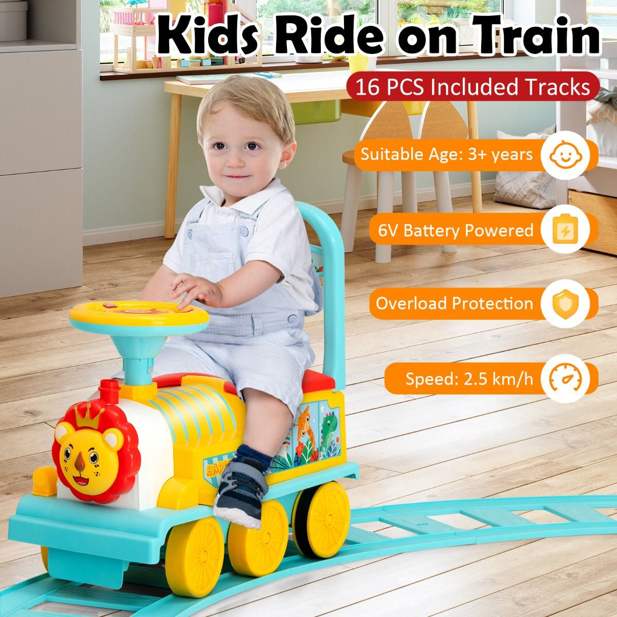 6V Electric Kids Ride on Train Toy with Track & 6 Wheels