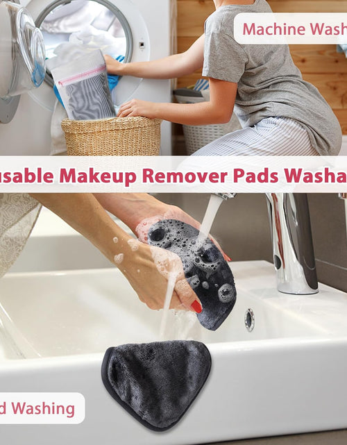 Load image into Gallery viewer, Makeup Remover Cloth, 6&quot; X 6&quot; Reusable Towels for Washing Face, Microfiber Washcloth with Mesh Bag, 12 Pack, Grey

