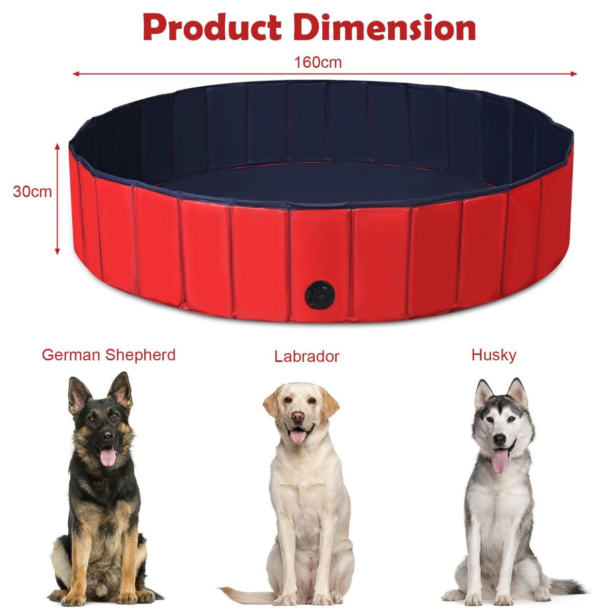 Foldable Pet Swimming Pool with Rotatable Drain Valve