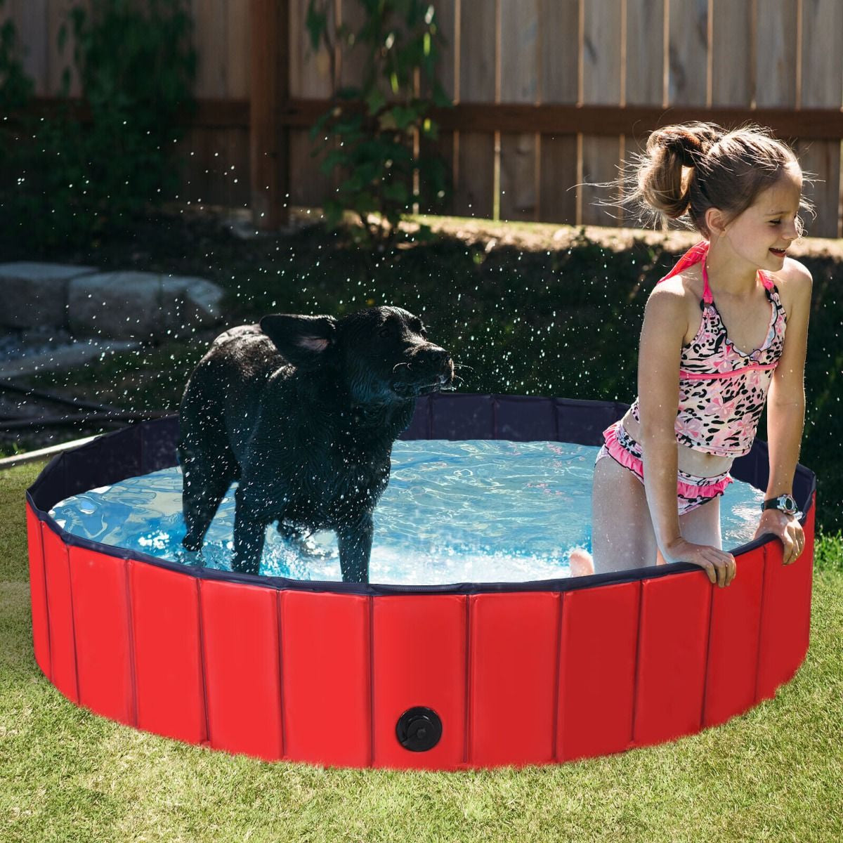 Foldable Pet Swimming Pool with Rotatable Drain Valve