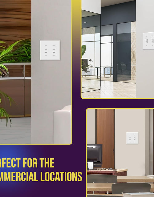 Load image into Gallery viewer, - FBA_8812-W-10PCS Toggle Light Switch Wall Plate, Size 2-Gang 4.50&quot; X 4.57&quot;, Unbreakable Polycarbonate Thermoplastic, 8812-W-10PCS, White (10 Pack)
