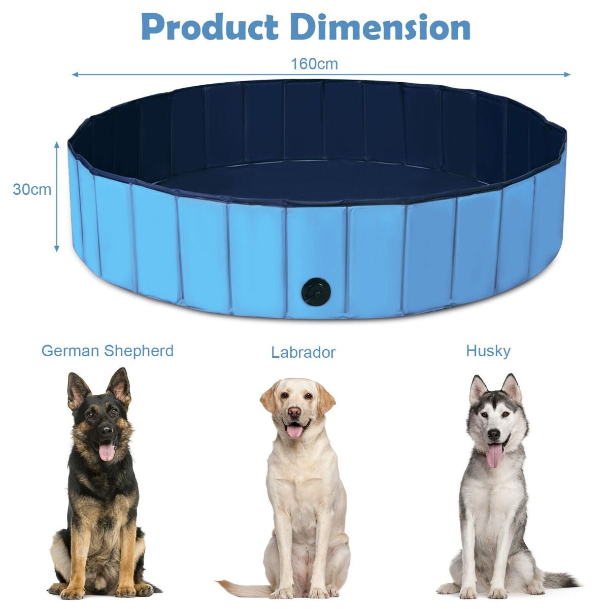 Foldable Pet Swimming Pool with Rotatable Drain Valve