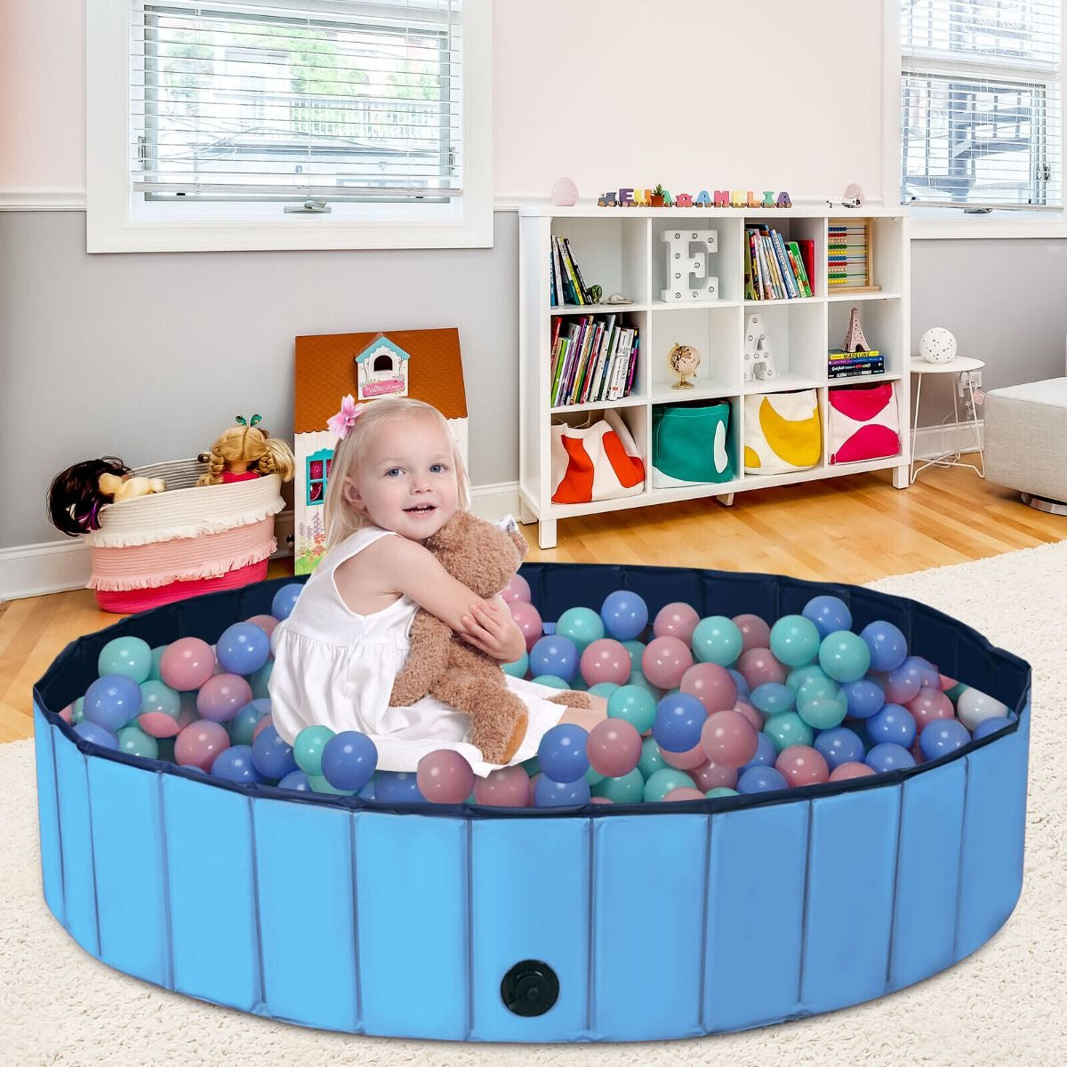 Foldable Pet Swimming Pool with Rotatable Drain Valve