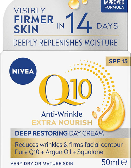 Load image into Gallery viewer, Q10 Anti-Wrinkle Nourishing Day Cream SPF 15 50Ml | Anti-Ageing Face Moisturiser | with Q10 &amp; Argan Oil | Lasting 24-Hour Nourishment | Firms Skin | Reduces Signs of Aging
