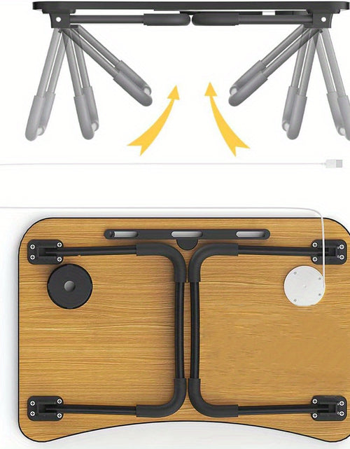 Load image into Gallery viewer, [4 USB Portable Laptop Desk] Portable Laptop Desk with 4 USB Ports | Folding Lap Desk Bed Table Standing Work Table Bed Tray with Cup, Small Fan, and USB Light
