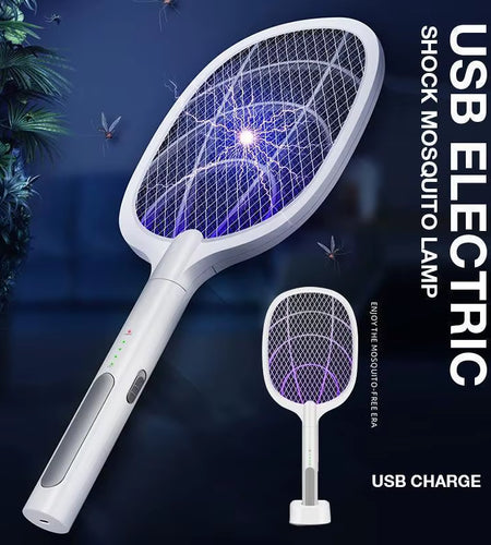 ZapAway USB Electric Mosquito Lamp & Fly Swatter – Portable Handheld Triple-Layer Mesh for Instant Relief