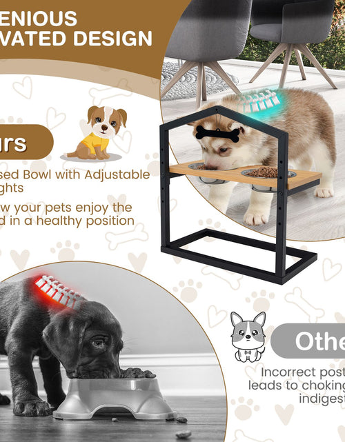 Load image into Gallery viewer, 5 Heights Elevated Pet Feeder with Detachable Stainless Steel Bowl for Dogs
