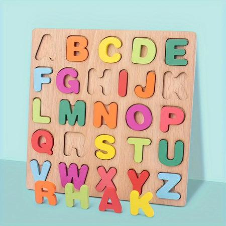 [Educational Wooden Puzzle Set] Educational Wooden Puzzle Set | Alphabet, Number & Shape ABC Puzzle Board Learning Toy for Preschoolers - Boys and Girls