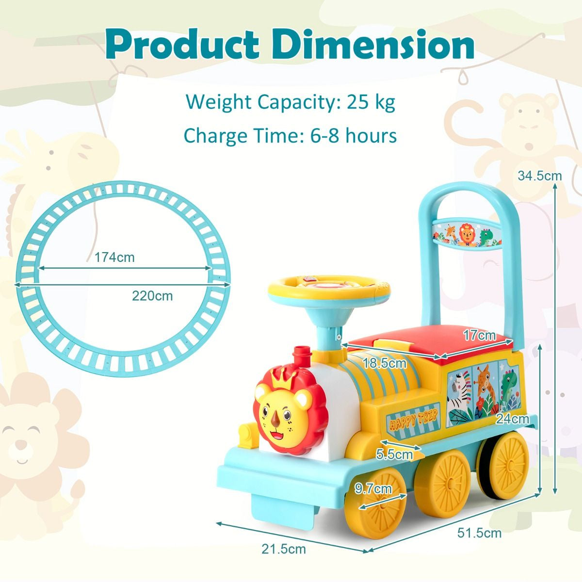 6V Electric Kids Ride on Train Toy with Track & 6 Wheels