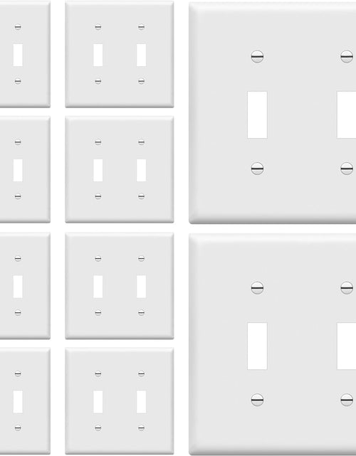 Load image into Gallery viewer, - FBA_8812-W-10PCS Toggle Light Switch Wall Plate, Size 2-Gang 4.50&quot; X 4.57&quot;, Unbreakable Polycarbonate Thermoplastic, 8812-W-10PCS, White (10 Pack)
