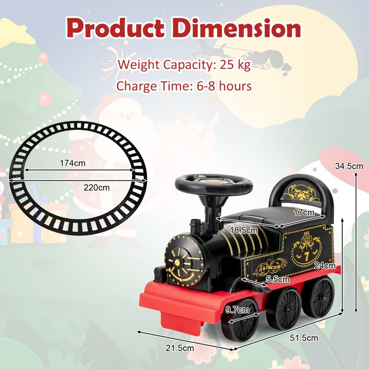 6V Electric Kids Ride on Train Toy with Track & 6 Wheels