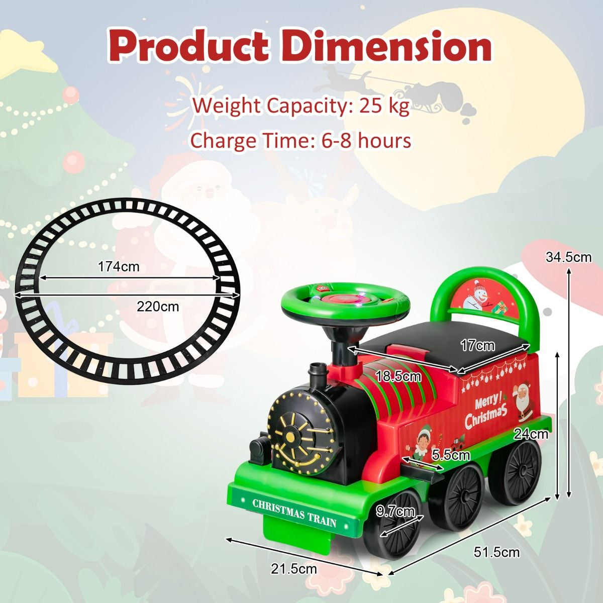 6V Electric Kids Ride on Train Toy with Track & 6 Wheels