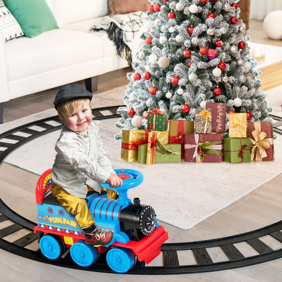 6V Electric Kids Ride on Train Toy with Track & 6 Wheels