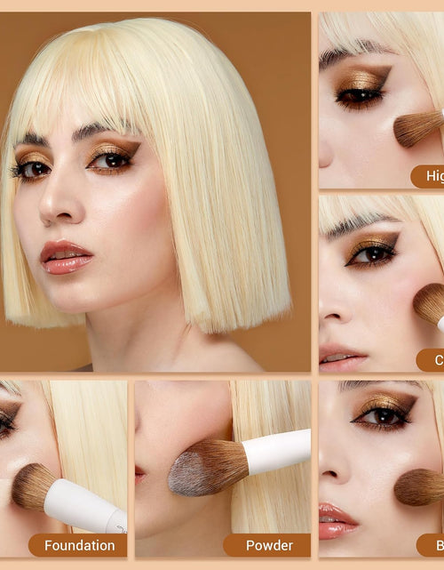 Load image into Gallery viewer, Makeup Brush Set 5Pcs Face Makeup Brushes Vegan Soft Foundation Brush Contour Brush Highlighter Brush Fluffy Setting Powder Brush, Light Grey T493
