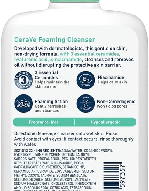 Load image into Gallery viewer, Foaming Cleanser Gel Face Wash 473Ml, for Normal to Oily Skin, Removes Oil without Disrupting the Protective Skin Barrier, for Face &amp; Body, Niacinamide + Ceramides, Fragrance Free, Oil Control
