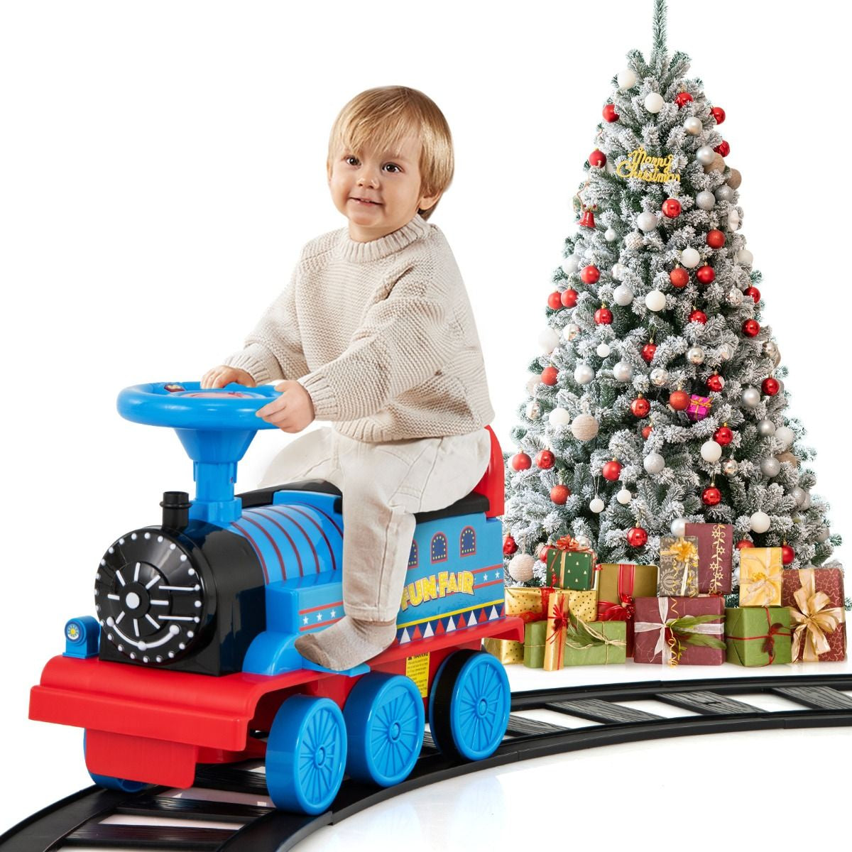 6V Electric Kids Ride on Train Toy with Track & 6 Wheels