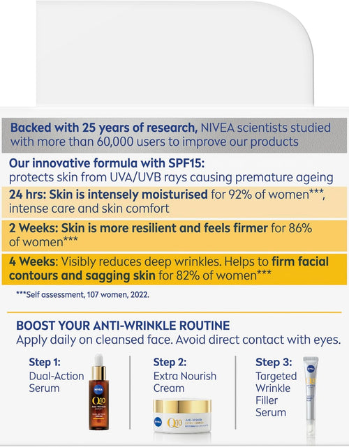 Load image into Gallery viewer, Q10 Anti-Wrinkle Nourishing Day Cream SPF 15 50Ml | Anti-Ageing Face Moisturiser | with Q10 &amp; Argan Oil | Lasting 24-Hour Nourishment | Firms Skin | Reduces Signs of Aging
