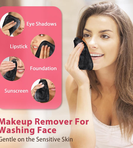 Makeup Remover Cloth, 6" X 6" Reusable Towels for Washing Face, Microfiber Washcloth with Mesh Bag, 12 Pack, Grey