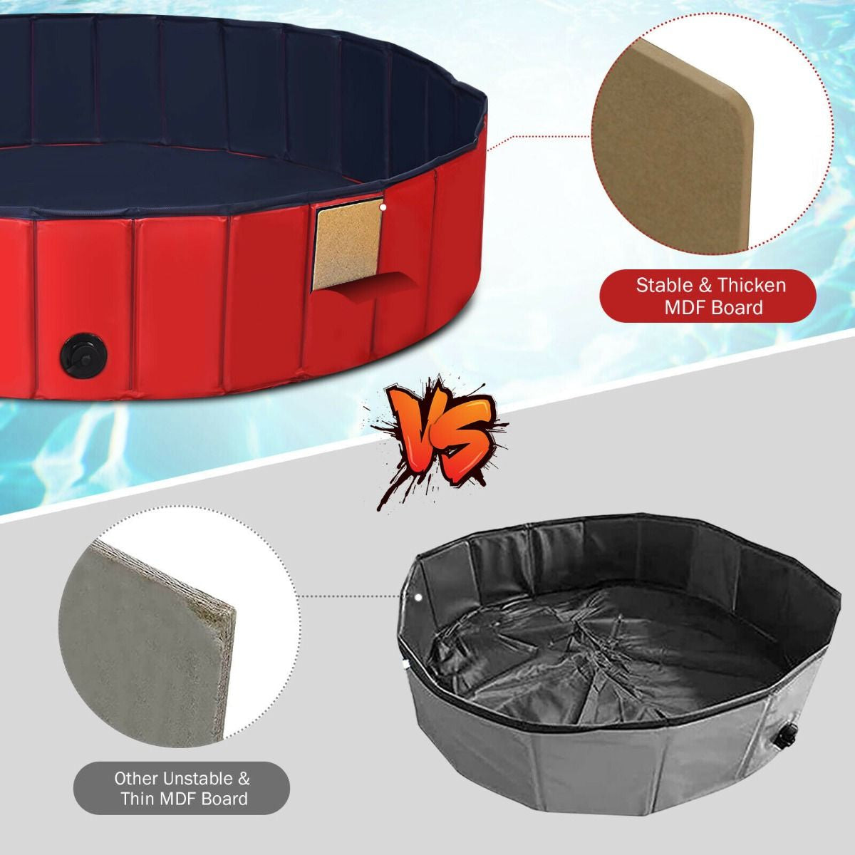 Foldable Pet Swimming Pool with Rotatable Drain Valve