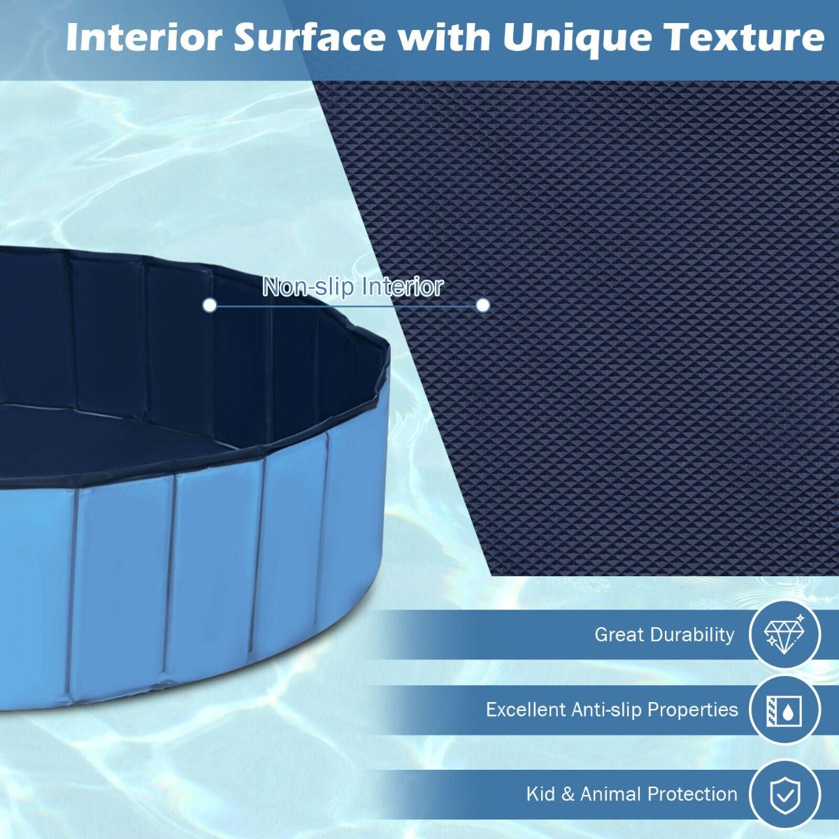 Foldable Pet Swimming Pool with Rotatable Drain Valve