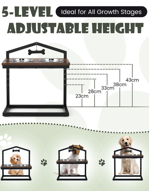 Load image into Gallery viewer, 5 Heights Elevated Pet Feeder with Detachable Stainless Steel Bowl for Dogs
