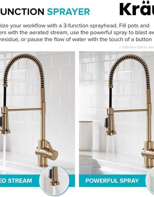 Load image into Gallery viewer, Britt Commercial Style Kitchen Faucet in Spot Free Antique Champagne Bronze, KPF-1690SFACB
