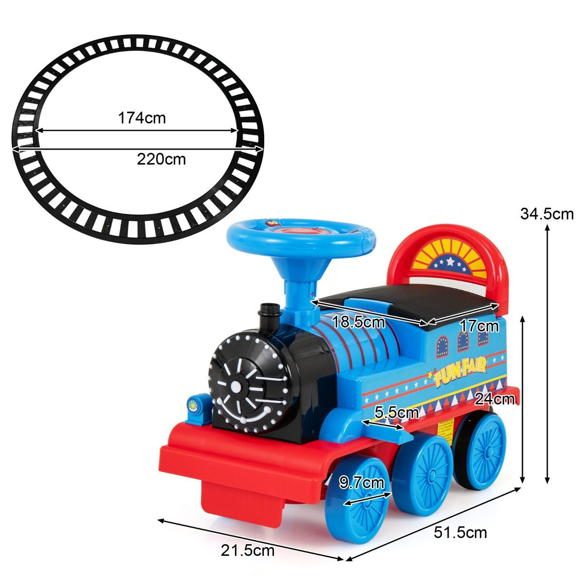 6V Electric Kids Ride on Train Toy with Track & 6 Wheels