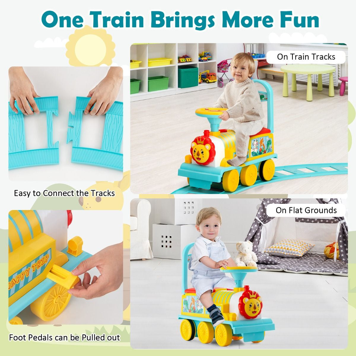 6V Electric Kids Ride on Train Toy with Track & 6 Wheels