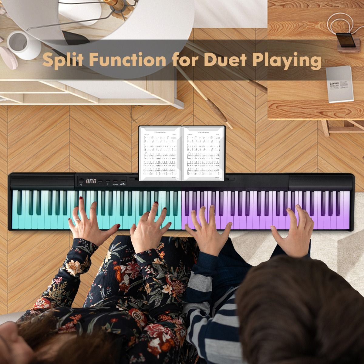 Electric Lighted Piano Keyboard with Sustain Pedal