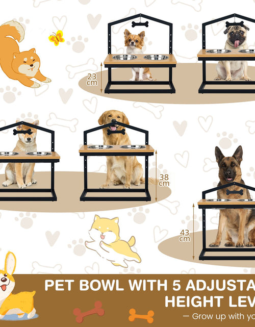 Load image into Gallery viewer, 5 Heights Elevated Pet Feeder with Detachable Stainless Steel Bowl for Dogs
