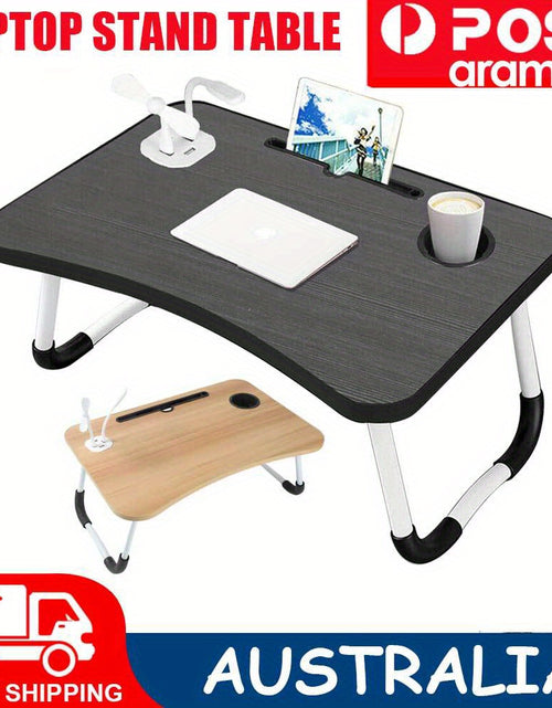 Load image into Gallery viewer, [4 USB Portable Laptop Desk] Portable Laptop Desk with 4 USB Ports | Folding Lap Desk Bed Table Standing Work Table Bed Tray with Cup, Small Fan, and USB Light
