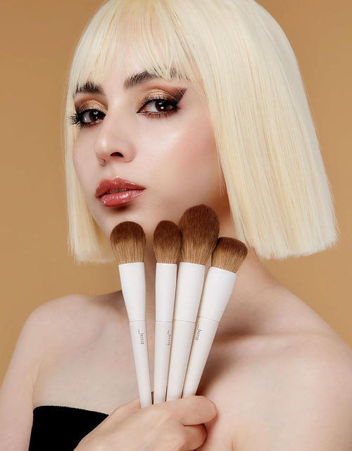 Load image into Gallery viewer, Makeup Brush Set 5Pcs Face Makeup Brushes Vegan Soft Foundation Brush Contour Brush Highlighter Brush Fluffy Setting Powder Brush, Light Grey T493
