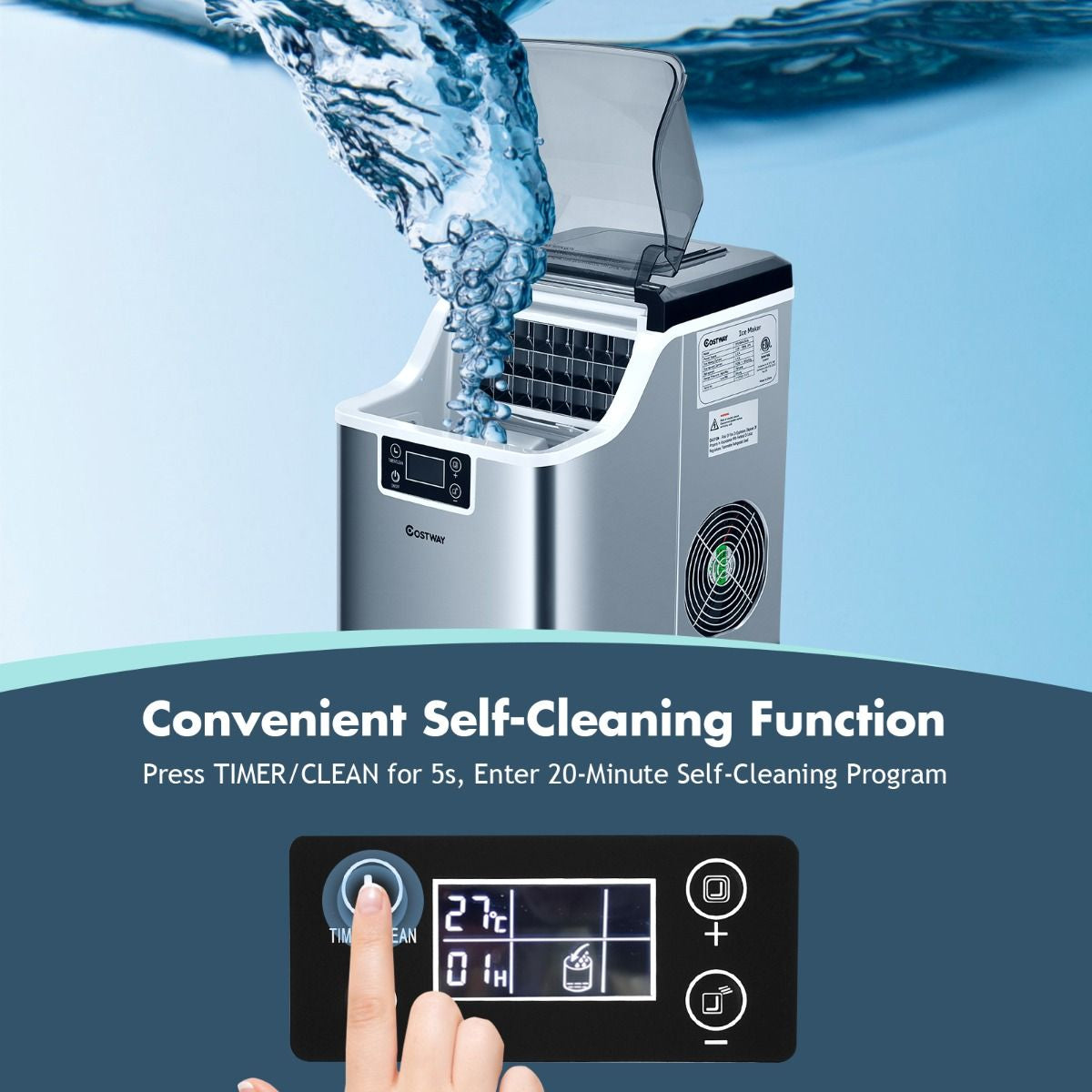 3.2L 20KG Countertop Ice Maker Commercial Electric Ice Making Machine