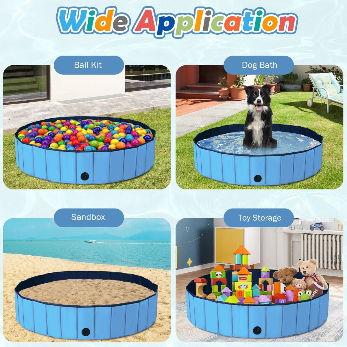 Foldable Pet Swimming Pool with Rotatable Drain Valve