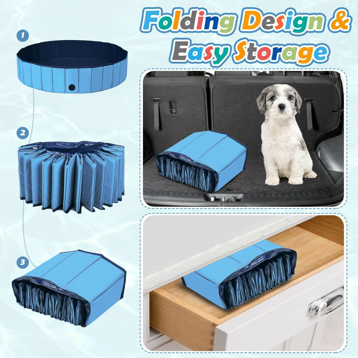 Foldable Pet Swimming Pool with Rotatable Drain Valve